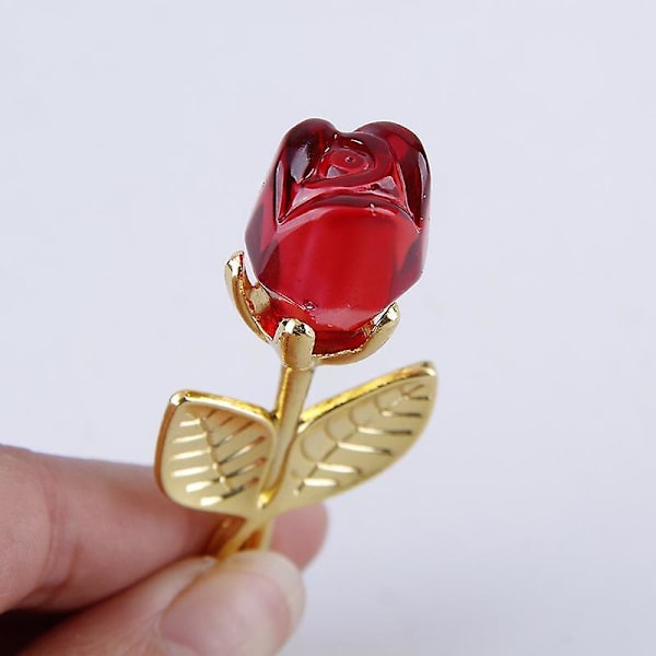 Alla hjärtans dag present Mini Kristallros Konstgjord Blomma Kristallros med metallstav Blomgren Bröllopstillbehör Festfavoriter Crystal rose-02