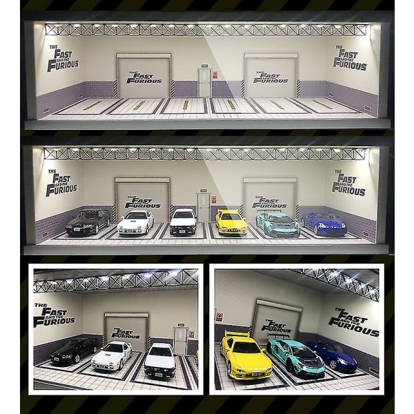 Hhcx näyttökaappi Kirkas Scene Autokatos Led Valo Jdm Nissan Nismo Mittakaavaan 1:64 Malliautolle Diorama Garage Lbwk Lambo Nismo scene