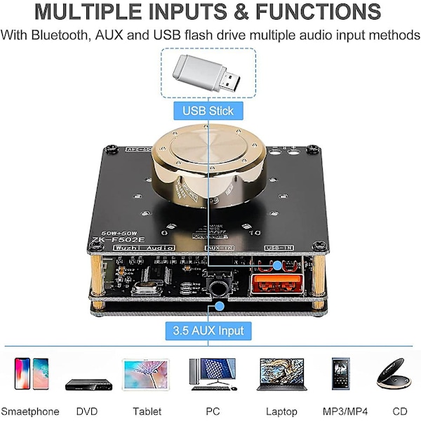 Mini Bluetooth Amplifier Board Stereo - 50w+50w Audio Amplifier Board Bluetooth 5.1 Amplifier Board Photo color
