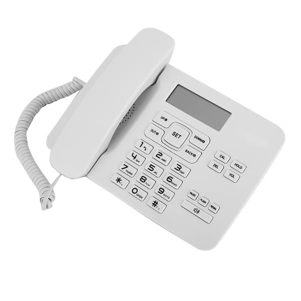 Dobbelt system hjemmekontortelefon med LCD-kalenderdisplay - Hvit