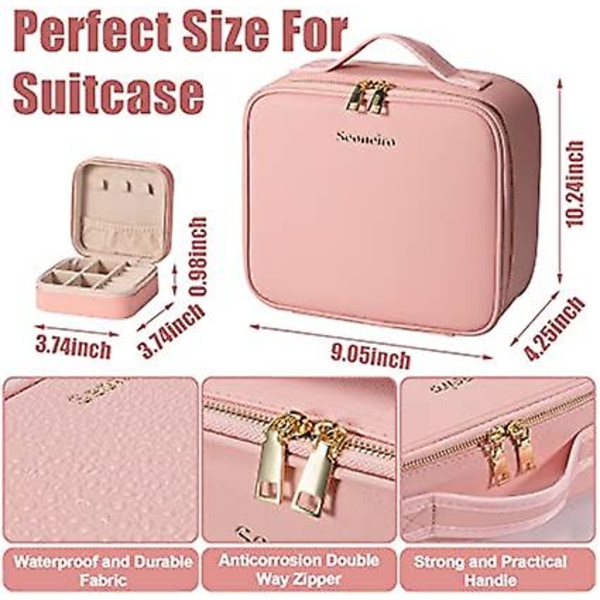 Led Light Up Mirror Portable Makeup Case Organizer Sminkborste Tillbehör
