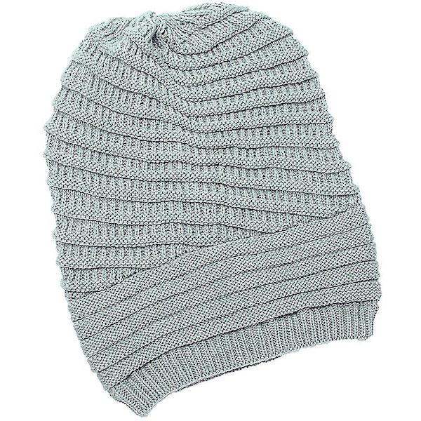 Män Kvinnor Slouchy Baggy Beanie Oversized Hat Skull Ski Cap Light Gray