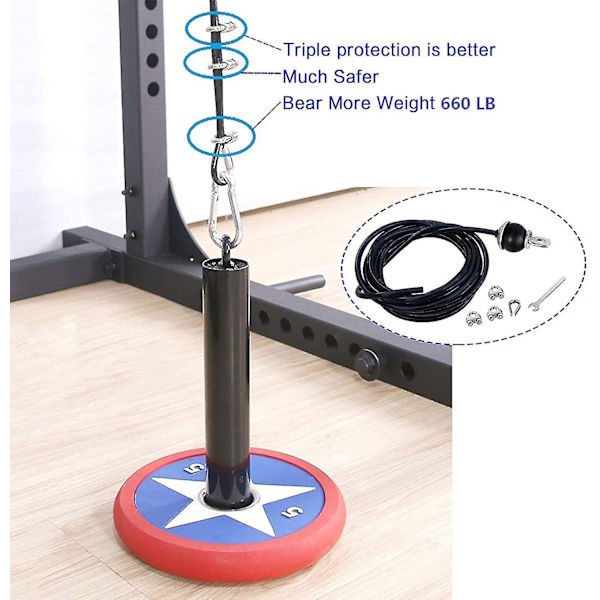 Hemgym Fitness Pulldown Kabelbyte 78 tum 6mm justerbar längd för remskiva System Kabelmaskin träningsutrustning, stålvajer med gnidning