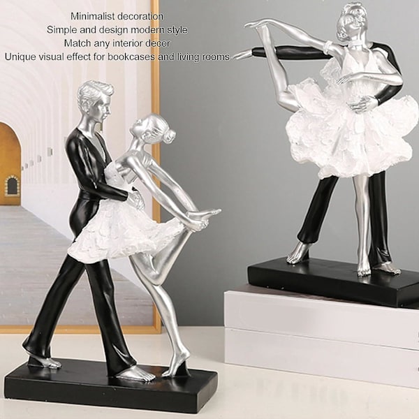 Par Ballettdans Skulptur Pardans Abstrakt statue Enkel stil Harpiks Moderne Dekorativ For Stue Kontor (ballettdans For To Personer) Ballet Dance for Two People