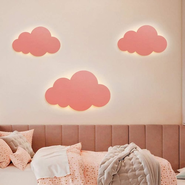 Væglampe Cloud Lamp Interiør Moderne Akryl Lampeskærm Med Integreret Led Lys Børneværelse Tricolor Lys Pink