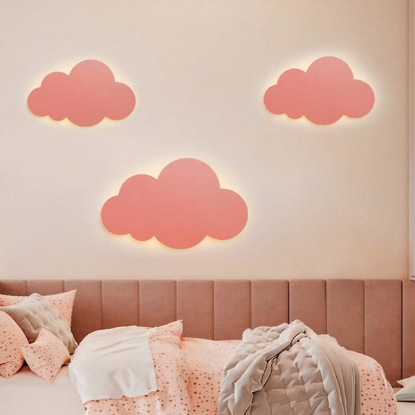 Wall Lamp Cloud Lamp Interior Modern Acrylic Lampshade With Integrated Led Light Children's Room Tricolor Light Pink