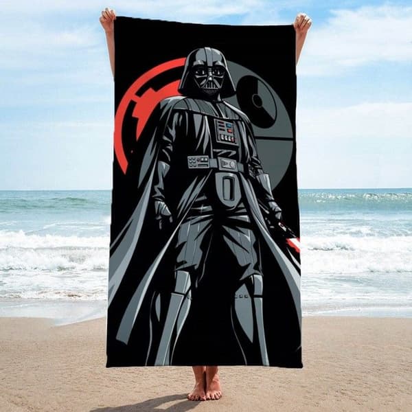 [BQ]Star Wars Håndklæde med Darth Vader - Til Bad, Strand & Pool - 100% Bomuld, 71 cm x 147 cm Grå