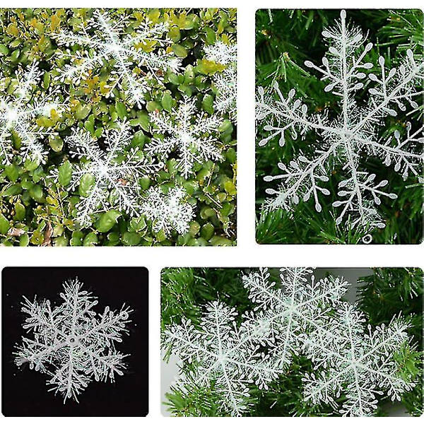 60stk Julepynt Snøfnugg Hvit Plast Kunstig snø 22CM