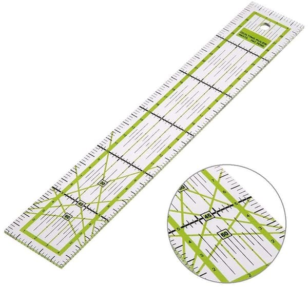 【BQ】Lappetekke-linjal Roterende Kutter 5x30 cm 30/45/60 Grader for Søm