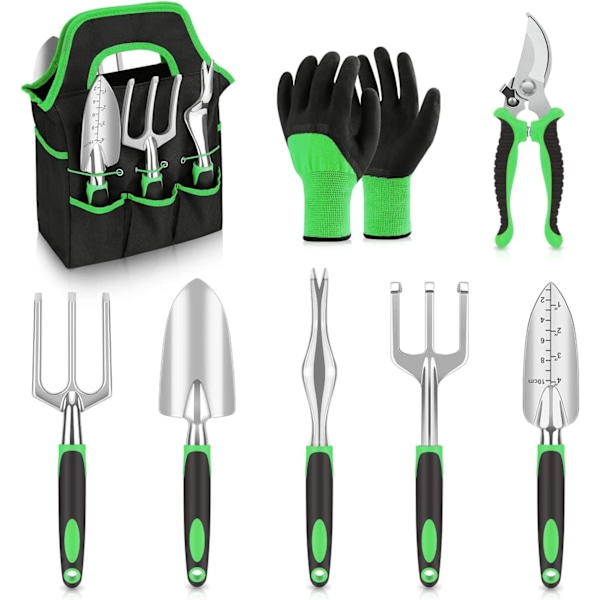 Hagesett Hageverktøysett - Grønt 8-delt sett Green 8-piece set