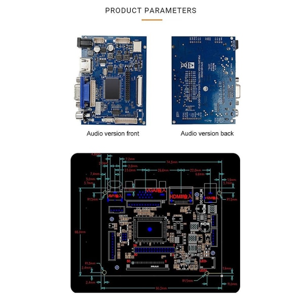 7-tommers 1024 X 600 LCD-skjerm Driverkort med driverkortskjerm for støtte Av reversering P blue