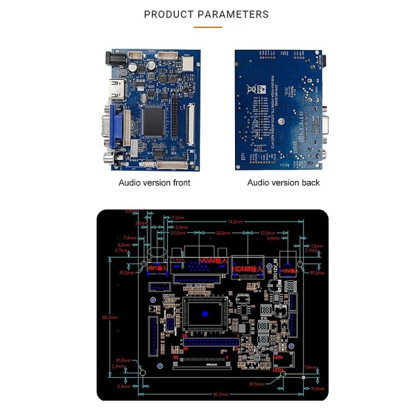 7 tuuman 1024 x 600 LCD-näyttö Ajurikortti W/ohjainlevyn näyttö tukee Av-peruutus P blue