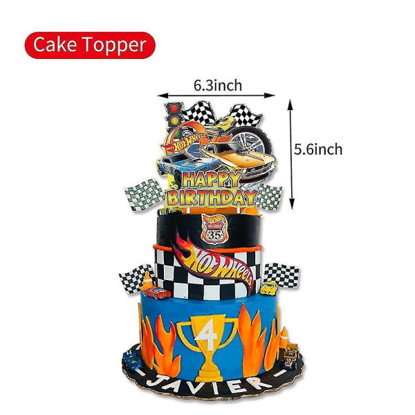 Hot Wheels Bil Tecknat tema Ballonger Banner Cake Topper Set Barn Pojke Flicka Födelsedagsfest Dekoration