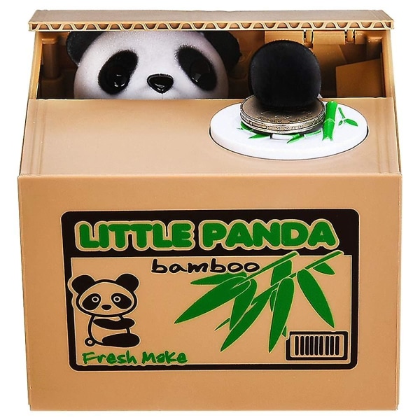 Panda-pengeboks, sparegris for barn/voksne, automatisk stjele myntpengebank med oppgradert klar engelsk stemme
