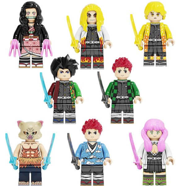 8 STK Demon Slayer minifigurer, actionfigurer til fans og børn