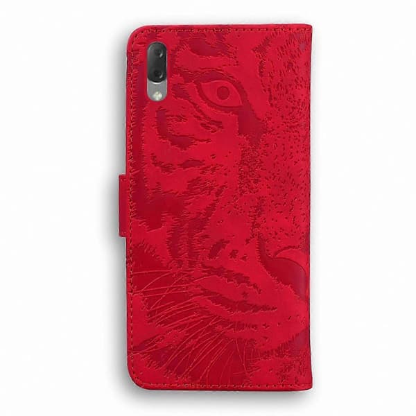 Tiger Emed Läderplånboksfodral med Kortfack och Hållare för Xperia L4 Red