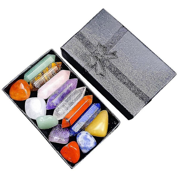 7 Chakra Healing Crystal Stone Set Reiki Meditation Stone Yoga Amulett med presentförpackning