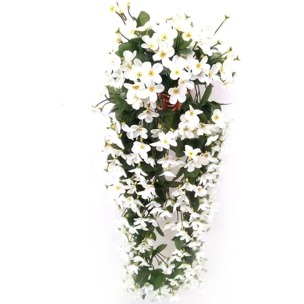Kronblad hängande konstgjorda blommor, konstgjorda blåregn hängande blommor för bröllop Heminredning (röd ros) Vit White