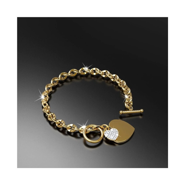 Diamantslipad Belcher Chain T-lock Toggle Armband i guldskiktade stålsmycken