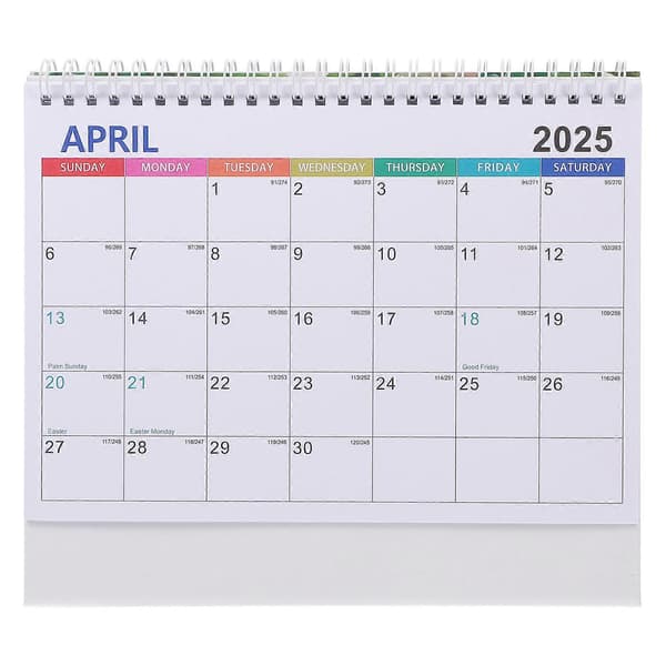 Fritstående skrivebordskalender 3 dele til månedlig organisering år 2025
