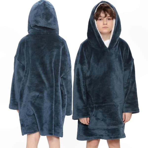 Myk fleecefilt-hettegenser for barn Unisex Varm Oversized Snuggle Cover Navy Navy One Size