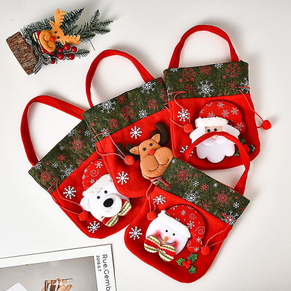 Julklappspåsar Dragsko Xmas Godispåsar Tomte Säck Ryggsäck 3st Type A Fawn