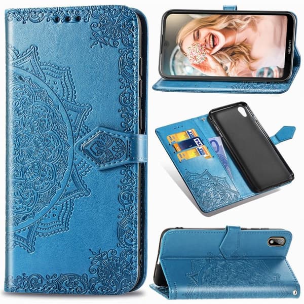 【BQ】Huawei Y5 (2019) - Plånboksfodral Mandala - Blå Blå Blue Blå