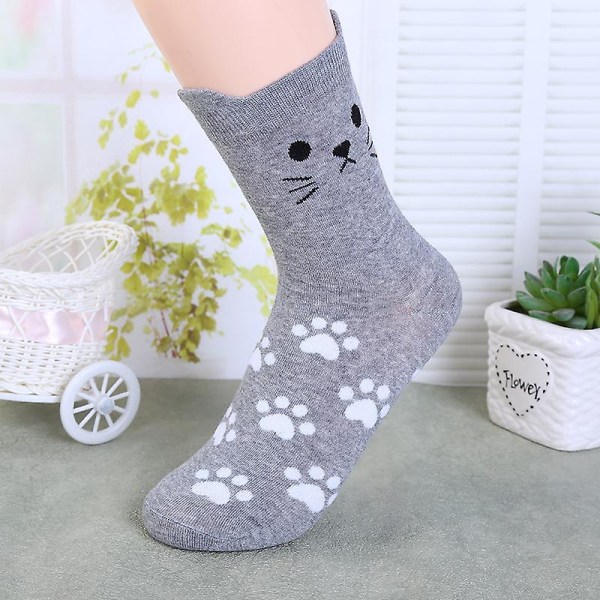 Funny Cat Creative Design Gavesett Cat Animal Casual Crew Sokker Fargerike for damer, kvinner (10 stk grey