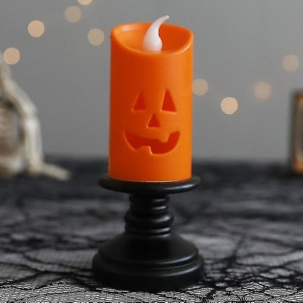 Halloween led-valot kauhukallo haamu pitelee kynttilälamppua Happy Holloween -juhlakoristeita kodin ahdistaviin koristeisiin