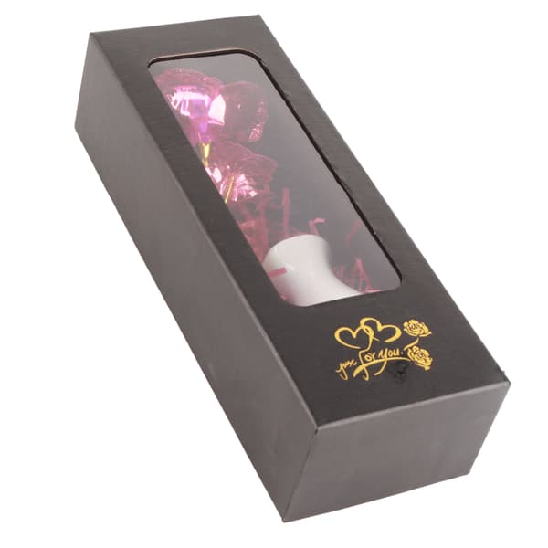 Guld Folie Ros Blomma Glödande Presentförpackning Alla Hjärtans Dag Mors Dag Present
