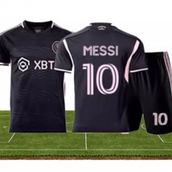 Set i 20 storlekar, no.10 Fotbollsträningsuniform, Messi-fotbollströjor, finns i barn- och vuxenstorlekar (barnsvart)
