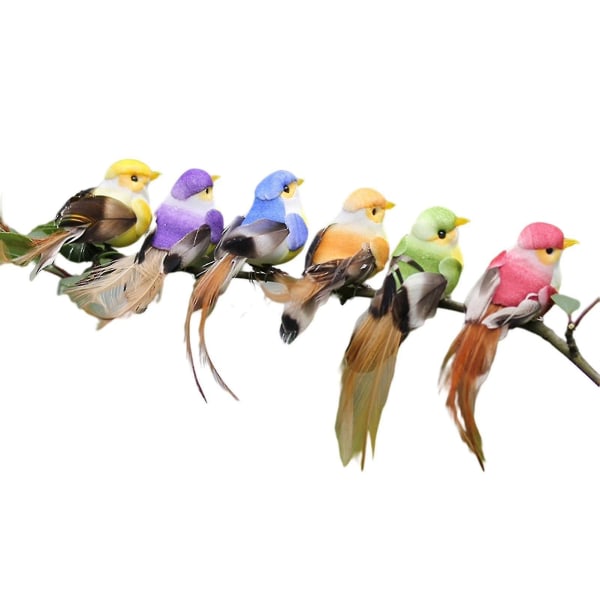 Mini konstgjorda fåglar Simulering Foam Birds Flerfärgad hantverk julgran (1 set)
