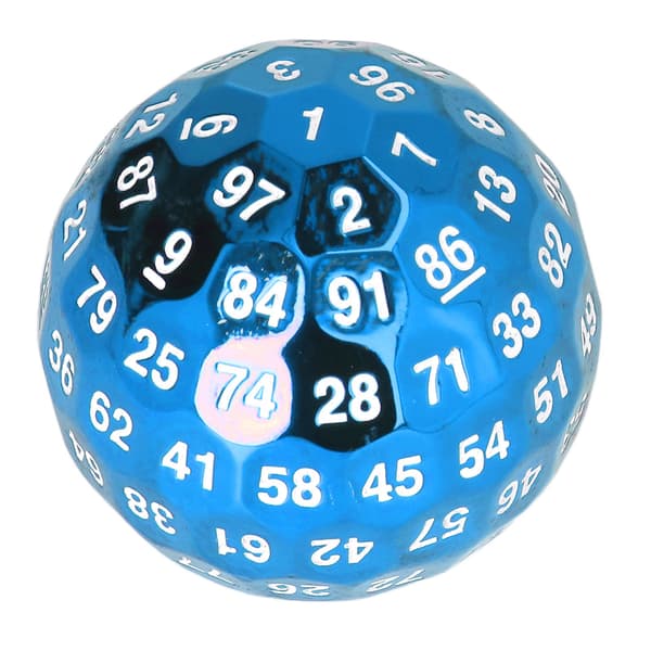 Metal Polyhedral Terning 100 Sider Tung Lyseblå Rollespil Terning