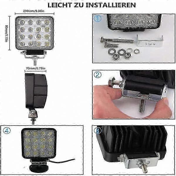 LED-arbeidslys 2-pakning for bil, traktor, terrengbil