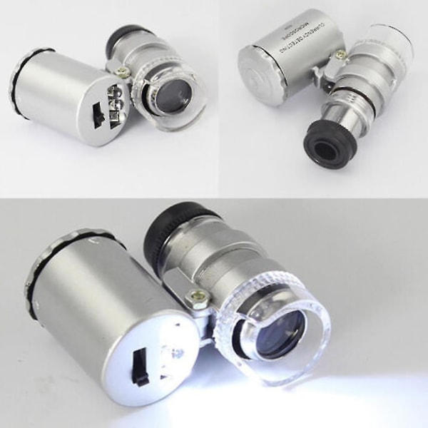 Mini 60x Led Uv-lommemikroskop Juvelerforstørrelsesglass Justerbar