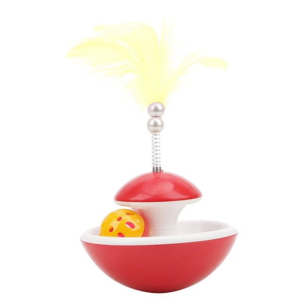 Katter Kattunge Tumbler Rolling Feather Bell Ball Leksak Interactive Pet Supplies City Red