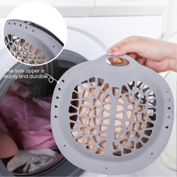 【BQ】Vaskepose TPR Materiale Blød Pålidelig Elastisk Rivfast Vaskemaskine Vaskepose med Side Lynlås Grey