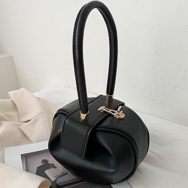 A Main Lyx Designer Handväska Kvinnor Liten Rund Design Läder Handväska För Kvinnor 2023 Mode Bowling Väska Handväska Clutches Svart Handväska Black Handbag