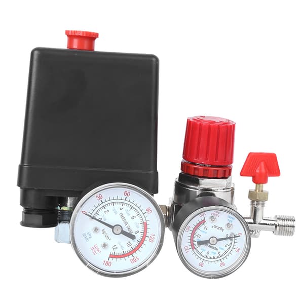 Luftkompressor Manifold Regulator Trykkkontroll Bryterventil 4 Hull Monteringsdeler