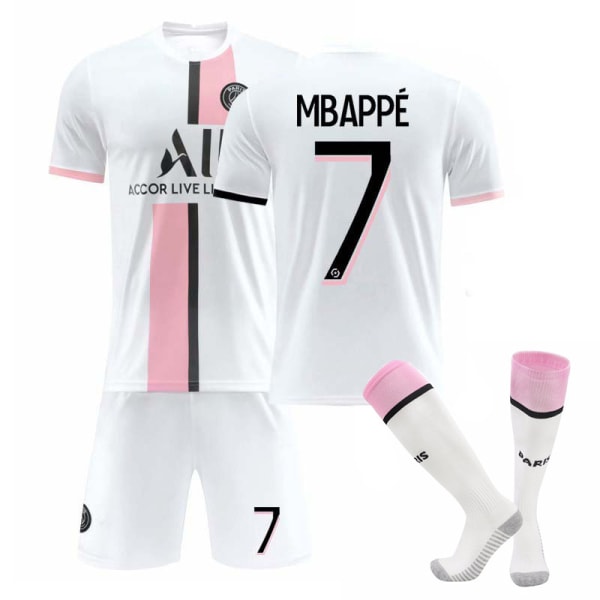 ny stil Fotballsett Fotballskjorte Treningsskjorte nr. 7 Mbappe Hvit barn 24(130-140cm)