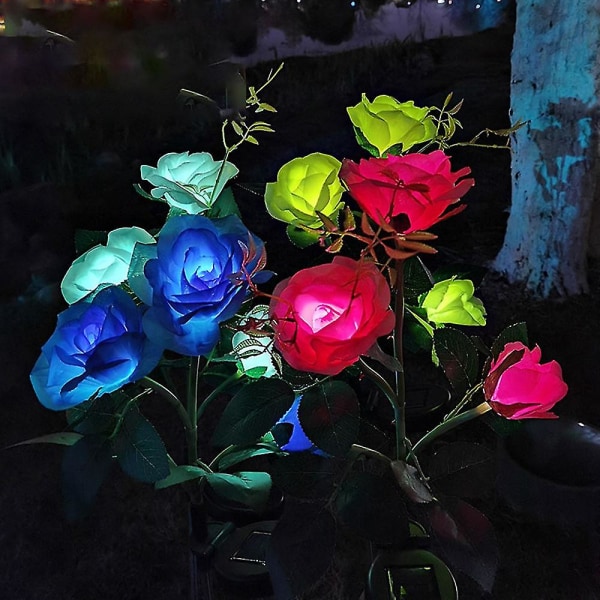 4 stk Solar Lys Med Rose Blomster Lys, Landskab