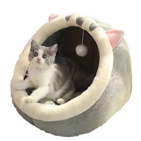 Cat Nest Bed Four Seasons Varm Mjuk Komfort Sova Liten Hund Katt Säng Mat Gray S