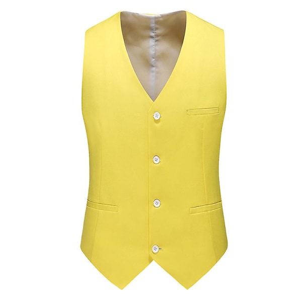 Mens V-neck Solid Color Business Vest Tartrazine L
