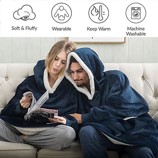 Oversized hoodie filt Bärbar lamm sammet Lazy filt