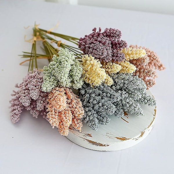 12 stk hvedeøre kunstige blomster minibær brudebuket blomster til boligindretning bryllup White