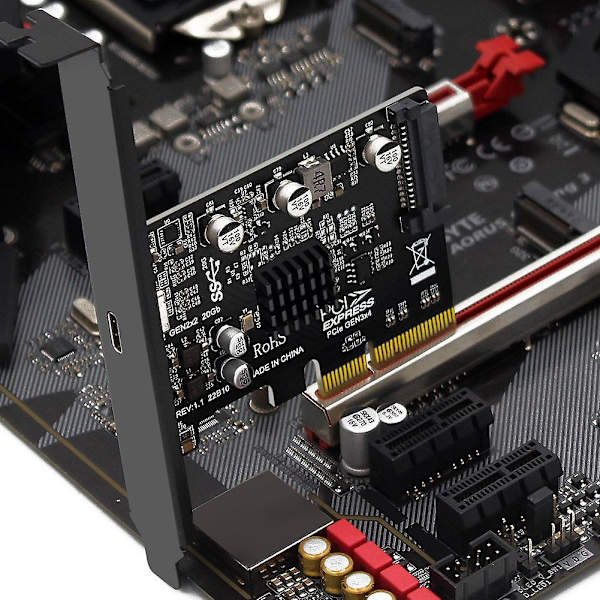 Stationär PCie X4 till typ C Usb3.2 Gen2x2 20gbps Drive-free Expansion Riser Card Asm3242 Controller C as shown