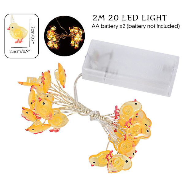2 meter påskslingor för heminredning 20 led glödande påskhareägg Morot Fairy Light Ornament dekorationer Set7