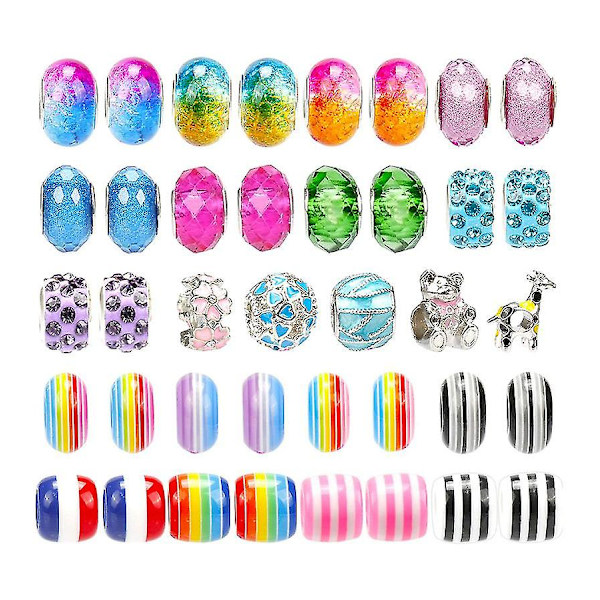 Charm Armbånd Making Kit, 127 stk Charm Beads Armbånd Smykke Making Crafts Kit