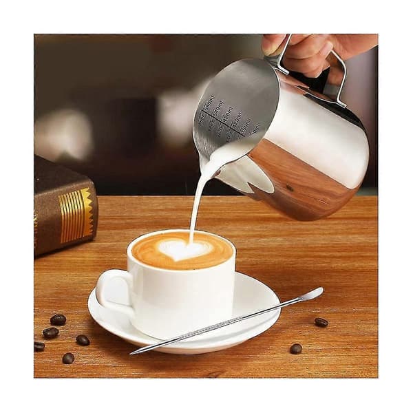 20oz/600ml rustfri stålkop melkekaffe cappuccino latte melkekannekopp Silver