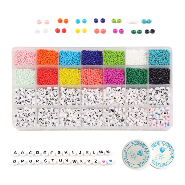 1 Set Glass Beads 28 Grids Diy Acrylic Colorful Jewelry Making Beads For Girls